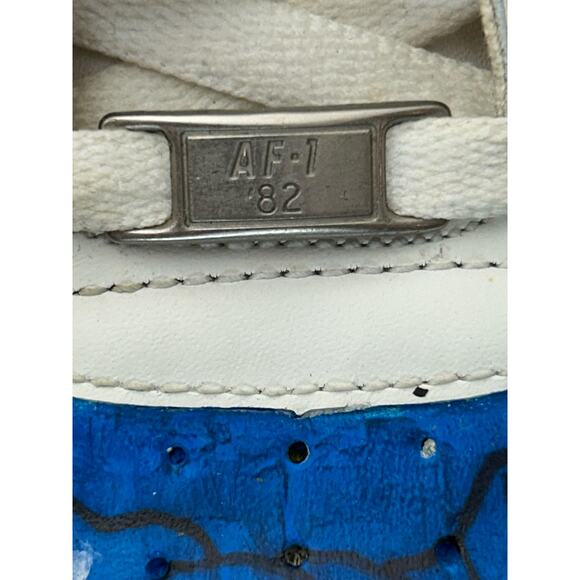 Men's 13 Nike Air Force One Customized Red Blue Flames Rose GUC - Picture 10 of 13